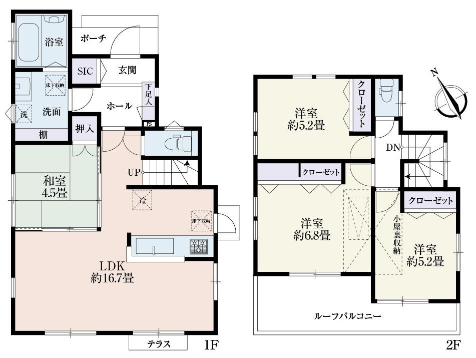 Floor plan. (1 Building), Price 33,300,000 yen, 4LDK, Land area 115.03 sq m , Building area 91.29 sq m