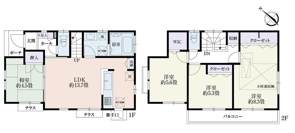 Floor plan. (5 Building), Price 33,300,000 yen, 4LDK, Land area 115.02 sq m , Building area 91.7 sq m