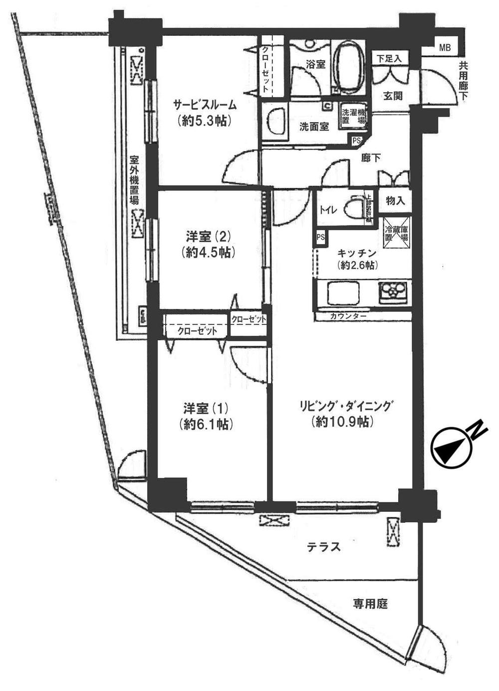 Floor plan. 2LDK + S (storeroom), Price 24,800,000 yen, Occupied area 63.72 sq m