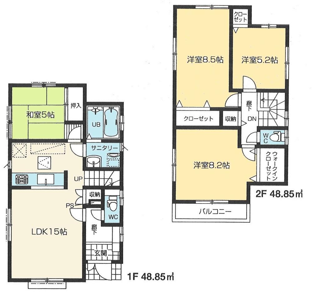 Floor plan. (3 Building), Price 29,800,000 yen, 4LDK, Land area 122.89 sq m , Building area 97.7 sq m