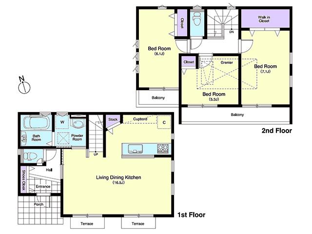 Floor plan. (C Building), Price 39,800,000 yen, 3LDK, Land area 106.12 sq m , Building area 84.88 sq m