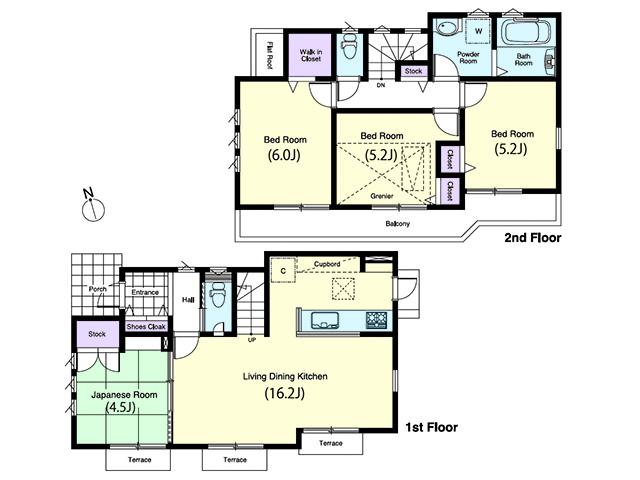 Floor plan. (A Building), Price 43,800,000 yen, 4LDK, Land area 110 sq m , Building area 87.98 sq m
