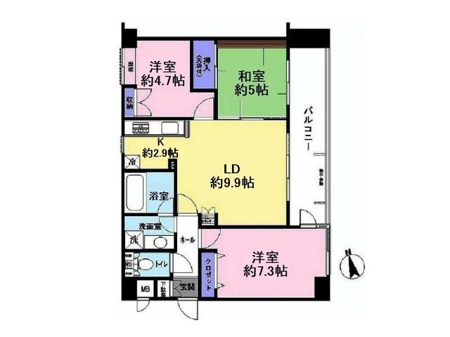 Floor plan. 3LDK, Price 22,900,000 yen, Occupied area 65.48 sq m , Balcony area 10.8 sq m Kind stage Nishitachikawa 2 Floor