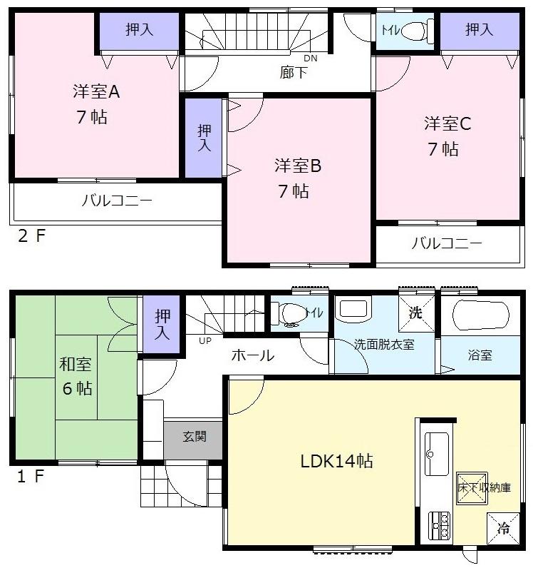 Floor plan. (1 Building), Price 34,800,000 yen, 4LDK, Land area 112.5 sq m , Building area 99.78 sq m