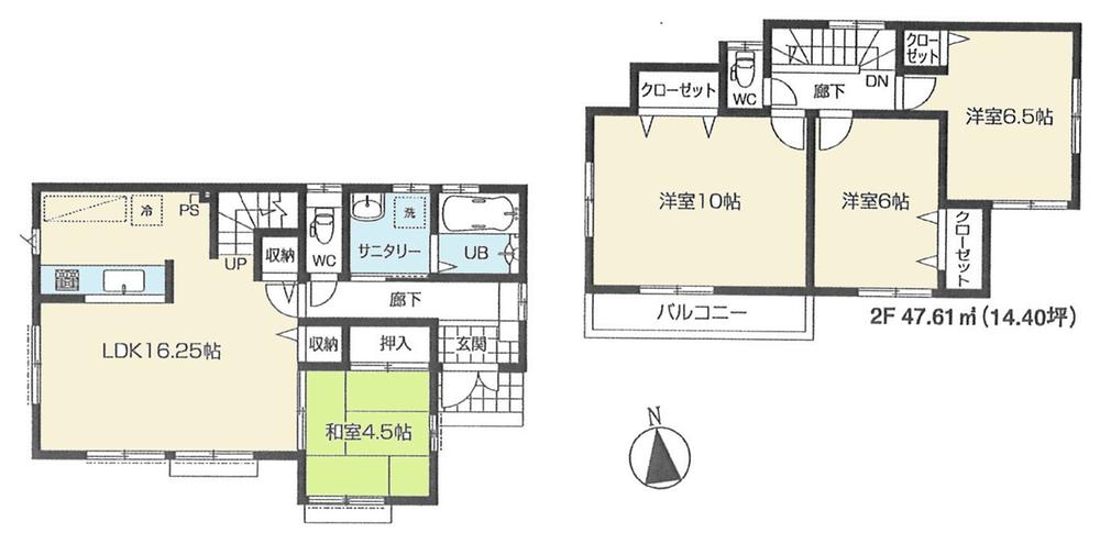 Floor plan. (Building 2), Price 29,800,000 yen, 4LDK, Land area 150.08 sq m , Building area 101.43 sq m