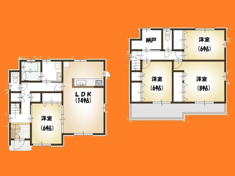 Floor plan. (D Building), Price 36,800,000 yen, 4LDK, Land area 122.02 sq m , Building area 105.99 sq m