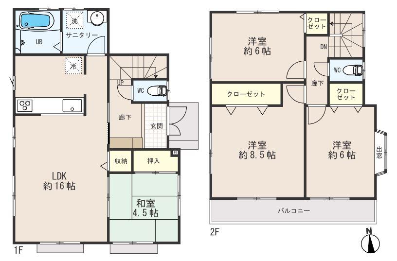 Floor plan. (5 Building), Price 29,800,000 yen, 4LDK, Land area 130.05 sq m , Building area 96.05 sq m