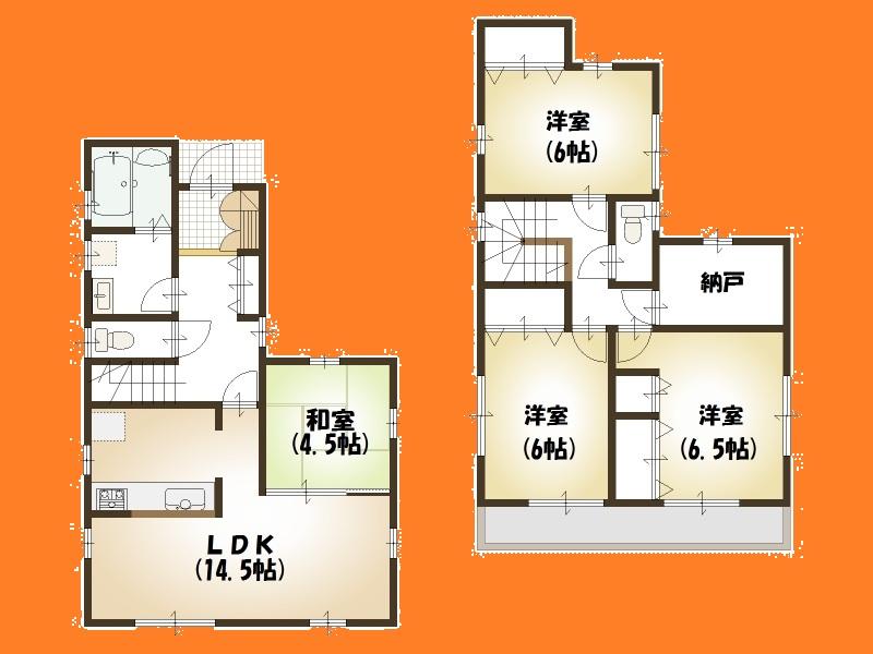 Floor plan. (3 Building), Price 34,800,000 yen, 4LDK, Land area 121.6 sq m , Building area 97.2 sq m