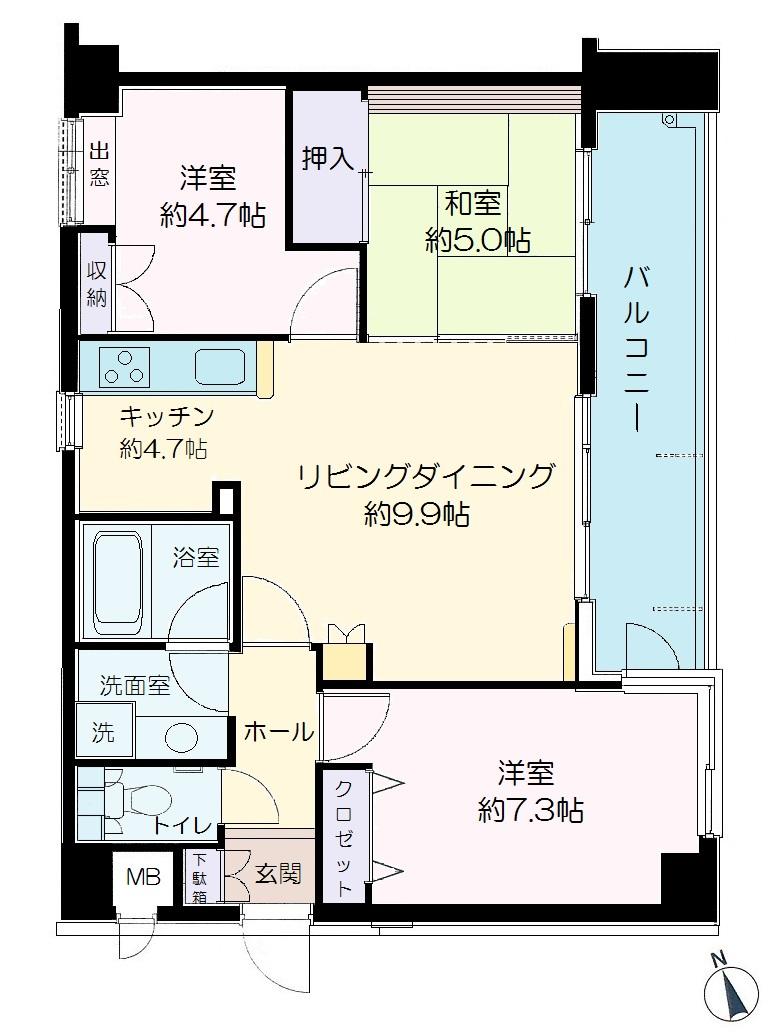Floor plan. 3LDK, Price 22,900,000 yen, Occupied area 65.48 sq m , Balcony area 10.8 sq m remodeling completed after delivery