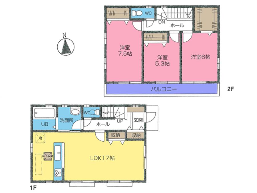 Floor plan. 34,500,000 yen, 3LDK, Land area 118.06 sq m , Building area 89.22 sq m