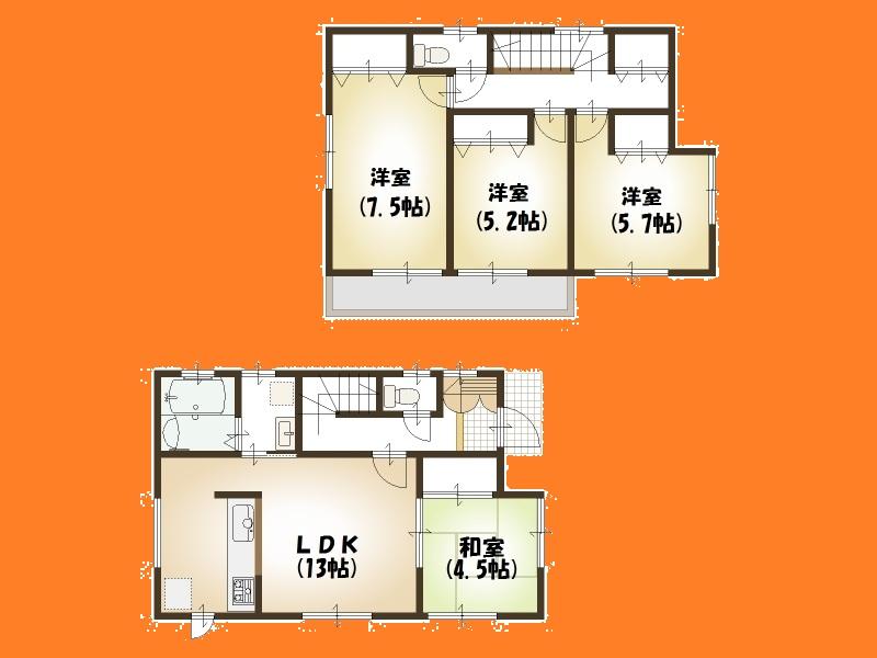 Floor plan. 33,800,000 yen, 4LDK, Land area 110 sq m , Building area 87.48 sq m