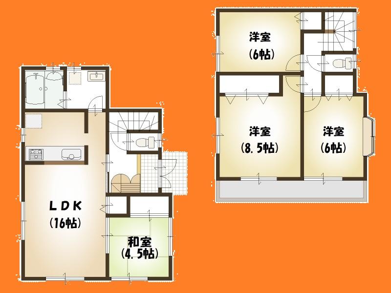 Floor plan. (5 Building), Price 26,800,000 yen, 4LDK, Land area 130.05 sq m , Building area 96.05 sq m