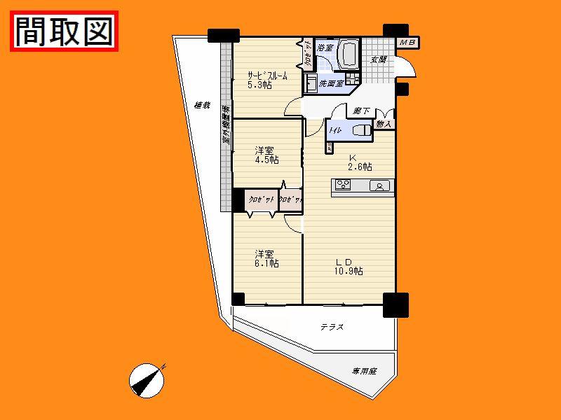 Floor plan. 2LDK + S (storeroom), Price 24,800,000 yen, Occupied area 63.72 sq m , Balcony area 12.65 sq m floor plan