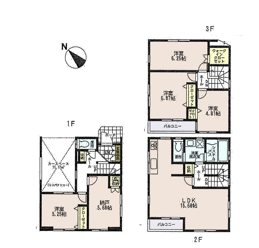 Floor plan. 33,800,000 yen, 4LDK + S (storeroom), Land area 61.38 sq m , Building area 118.4 sq m floor plan
