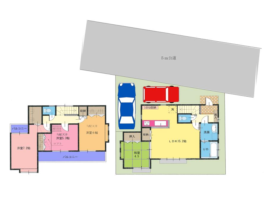Floor plan. 37,800,000 yen, 4LDK, Land area 100 sq m , Building area 92.94 sq m   Equipped therefore more quires LDK15, Put the free furniture. Kitchens, There is a perfect system storage.