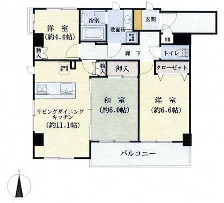 Floor plan. 3LDK, Price 20.8 million yen, Footprint 65.3 sq m , Balcony area 6.36 sq m