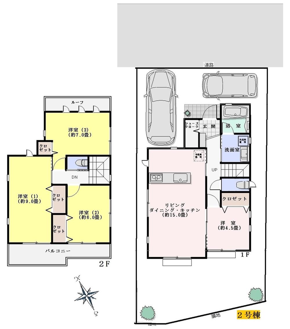 Compartment view + building plan example. Building plan example (No. 2 compartment) 4LDK, Land price 26.5 million yen, Land area 114.69 sq m , Building price 13 million yen, Building area 95.58 sq m