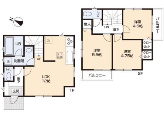 Floor plan. 25,800,000 yen, 3LDK, Land area 68.92 sq m , Building area 66.42 sq m floor plan