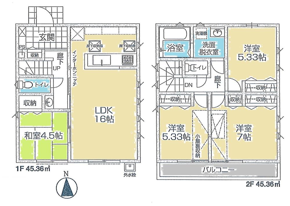 Floor plan. (Phase 2 8 Building), Price 36,800,000 yen, 4LDK, Land area 121.02 sq m , Building area 90.72 sq m