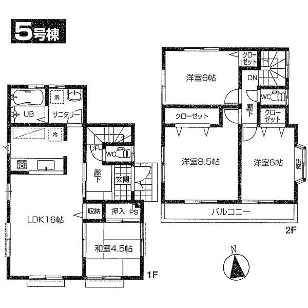 Floor plan. 26,800,000 yen, 4LDK, Land area 130.05 sq m , Building area 96.05 sq m