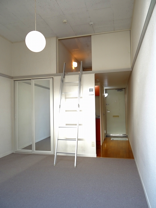 Living and room. With door to the loft. It closes the door.