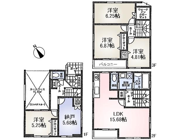 Floor plan. 33,800,000 yen, 4LDK+S, Land area 63.07 sq m , Building area 118.4 sq m