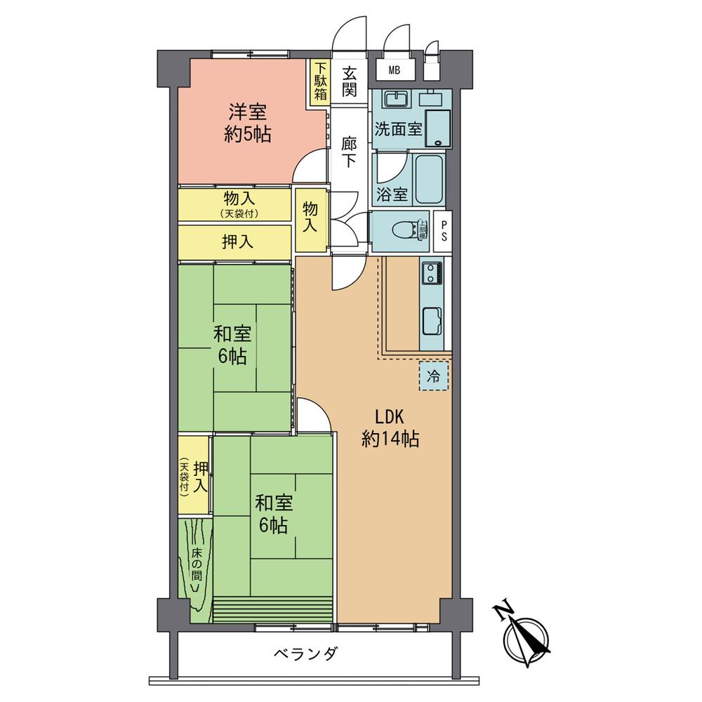 Floor plan. 3LDK, Price 11.8 million yen, Occupied area 78.75 sq m , Balcony area 7.56 sq m