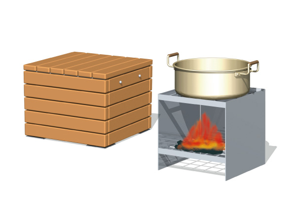 earthquake ・ Disaster-prevention measures.  [Become furnace for the soup kitchen "Kamado stool"] (Conceptual diagram)