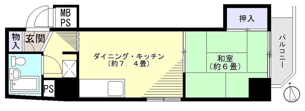 Floor plan. 1DK, Price 11 million yen, Occupied area 31.61 sq m , Balcony area 2.82 sq m