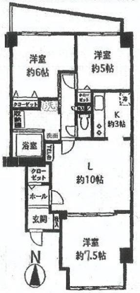 Floor plan. 3LDK, Price 26.5 million yen, Occupied area 69.61 sq m