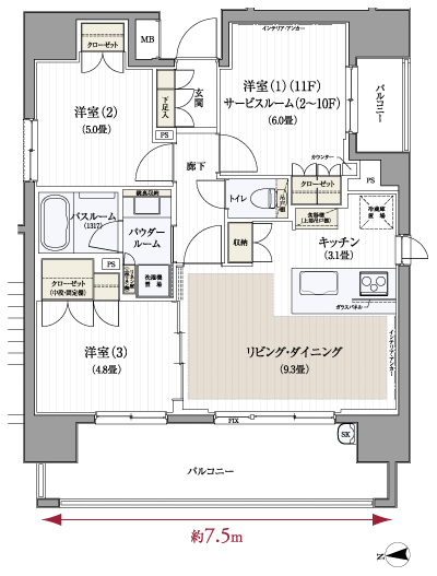 Floor: 2LDK + S / 3LDK, the area occupied: 63.5 sq m, Price: 36,100,000 yen ~ 39,700,000 yen, now on sale