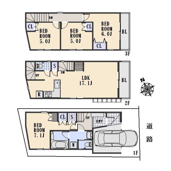 Compartment view + building plan example. Building plan example, Land price 23,900,000 yen, Land area 54.11 sq m , Building price 15.9 million yen, Building area 101.14 sq m