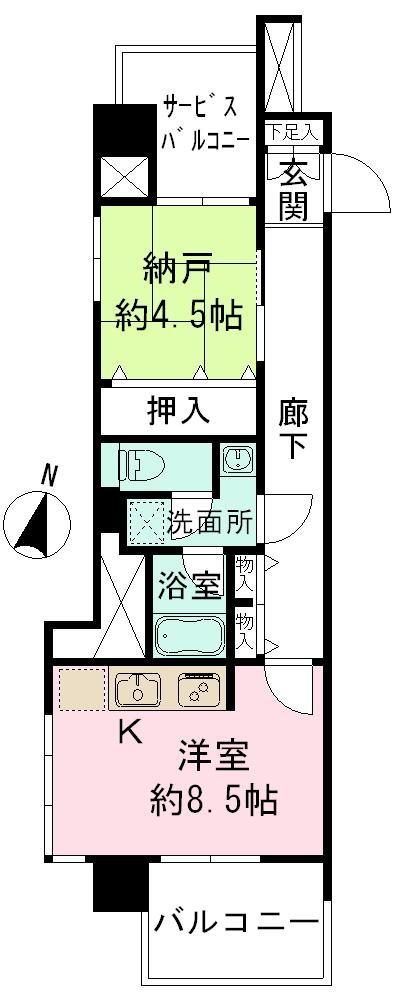Floor plan. 1LDK, Price 23.8 million yen, Occupied area 42.52 sq m , Balcony area 5.6 sq m
