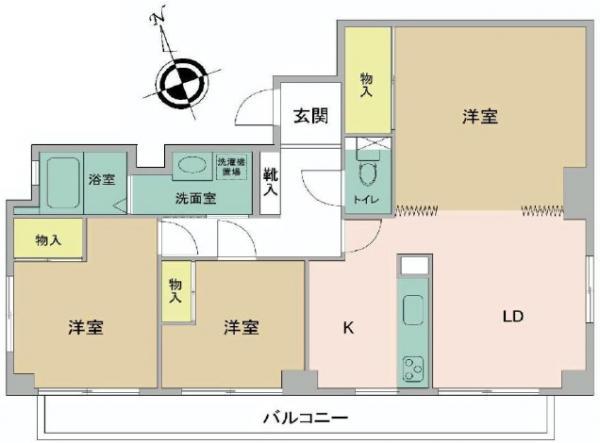 Floor plan. 3LDK, Price 29,800,000 yen, Occupied area 61.37 sq m