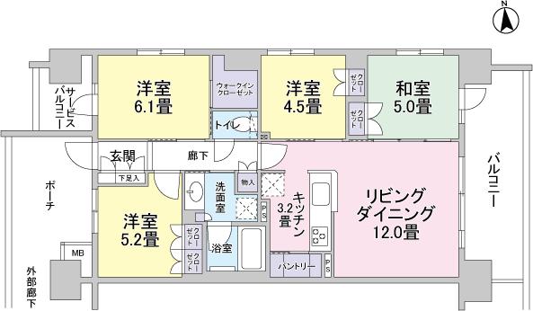 Floor plan. 4LDK, Price 37.5 million yen, Occupied area 80.23 sq m , Balcony area 13.29 sq m 4LD ・ K type