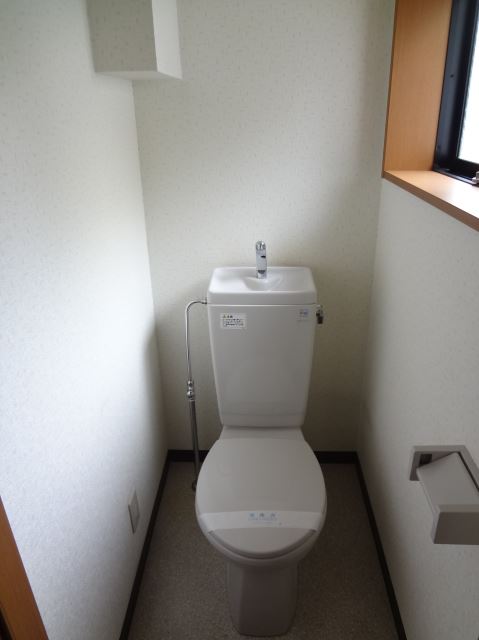 Toilet. Marked with a small window in the toilet