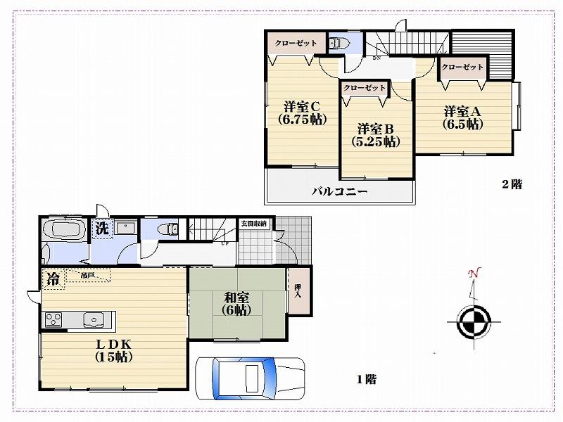 Floor plan. 48,800,000 yen, 4LDK, Land area 94.84 sq m , Building area 93.98 sq m floor plan