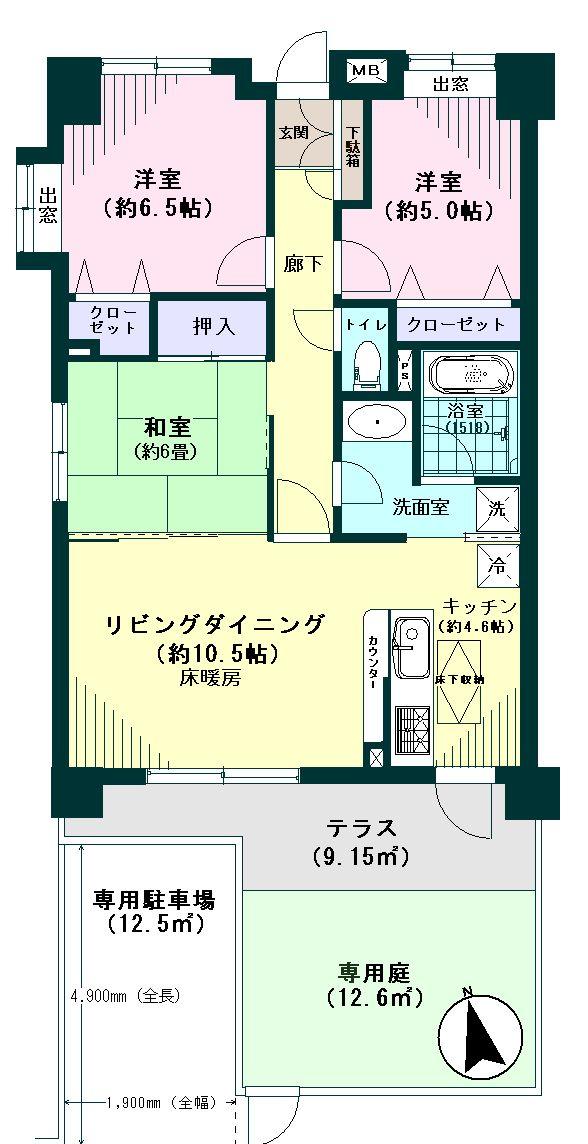 Floor plan. 3LDK, Price 30,800,000 yen, Occupied area 71.45 sq m