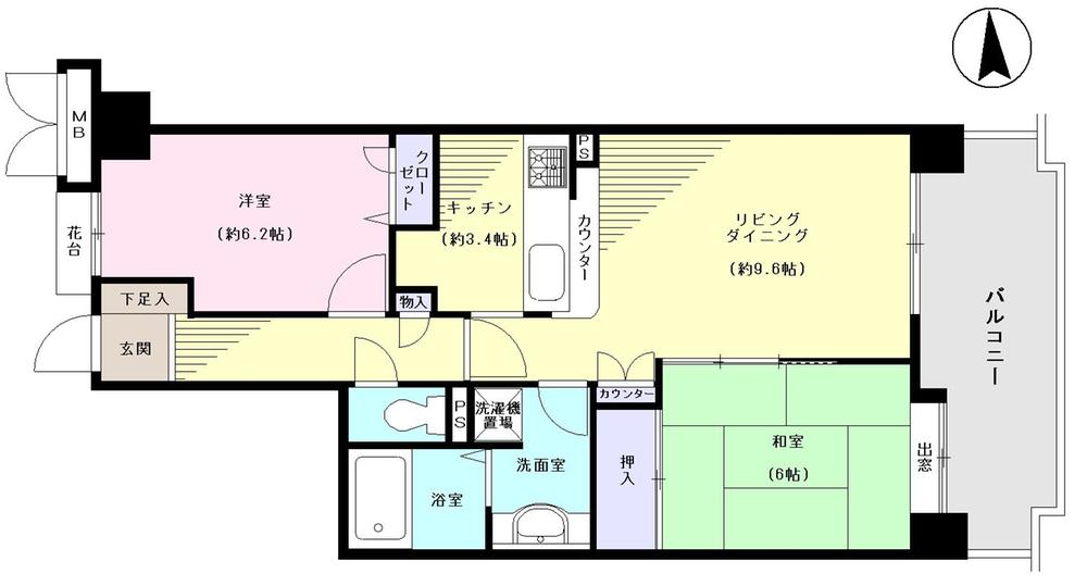Floor plan. 2LDK, Price 24,800,000 yen, Footprint 59.8 sq m , Balcony area 11.06 sq m