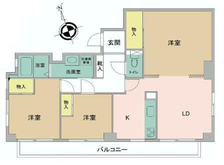 Floor plan. 3LDK, Price 29,800,000 yen, Occupied area 61.37 sq m