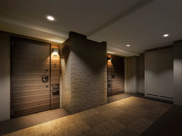Shared facilities.  [The inner corridor Rendering] Adopt a dwelling unit approach by the hotel-like inner corridor. Without even the wind and rain is blown, It protects from outside the privacy firmly and.