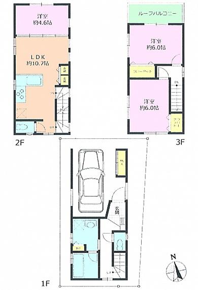 Floor plan. 33,800,000 yen, 3LDK, Land area 52.59 sq m , Building area 88.37 sq m floor plan