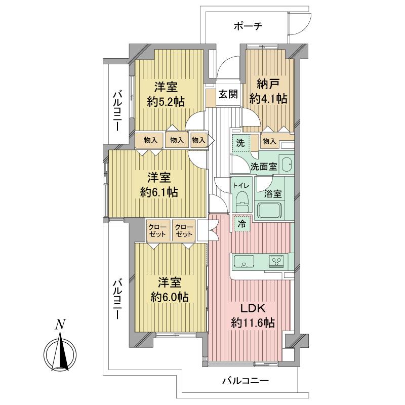 Floor plan. 3LDK + S (storeroom), Price 28,900,000 yen, Occupied area 73.57 sq m , 3SLDK of balcony area 17.94 sq m southwest angle room
