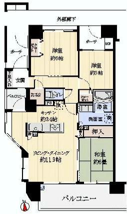 Floor plan. 3LDK, Price 36,800,000 yen, Occupied area 73.23 sq m , Balcony area 13.3 sq m