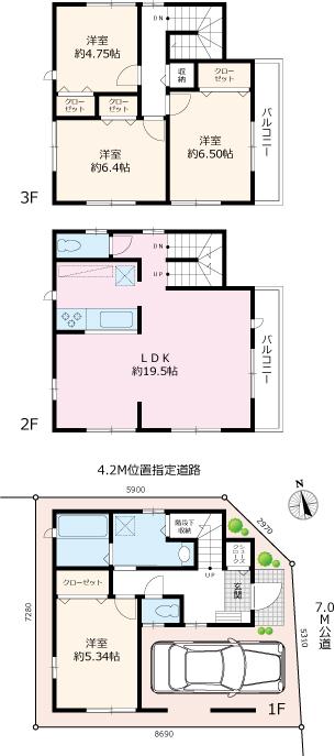 Floor plan. 44,800,000 yen, 4LDK, Land area 58.37 sq m , Building area 120.59 sq m