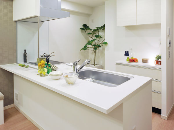 Kitchen.  [Open kitchen] It is cooking more fun, Relaxed open kitchen. Bright and airy kitchen, While the dishes, Enjoy a family conversation even while the clean up, It spreads nature and smile.
