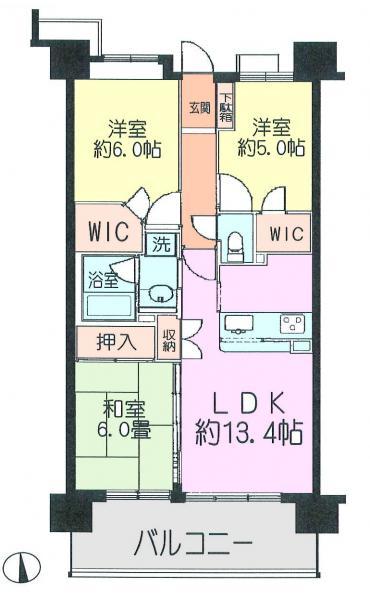 Floor plan. 3LDK, Price 38,800,000 yen, Occupied area 67.89 sq m
