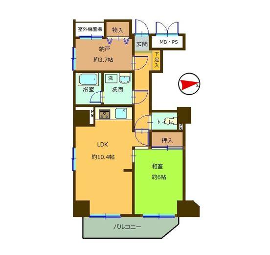 Floor plan. 1LDK + S (storeroom), Price 21,800,000 yen, Occupied area 52.55 sq m , Balcony area 4.94 sq m