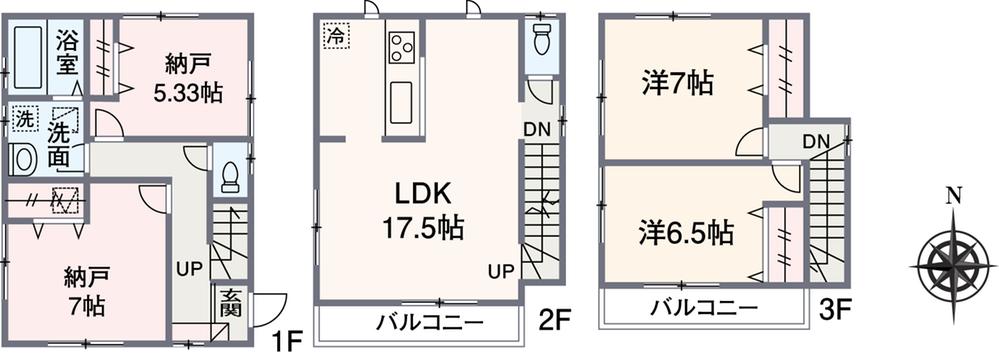 Floor plan. (4 Building), Price 47,800,000 yen, 2LDK+2S, Land area 91.81 sq m , Building area 102.05 sq m