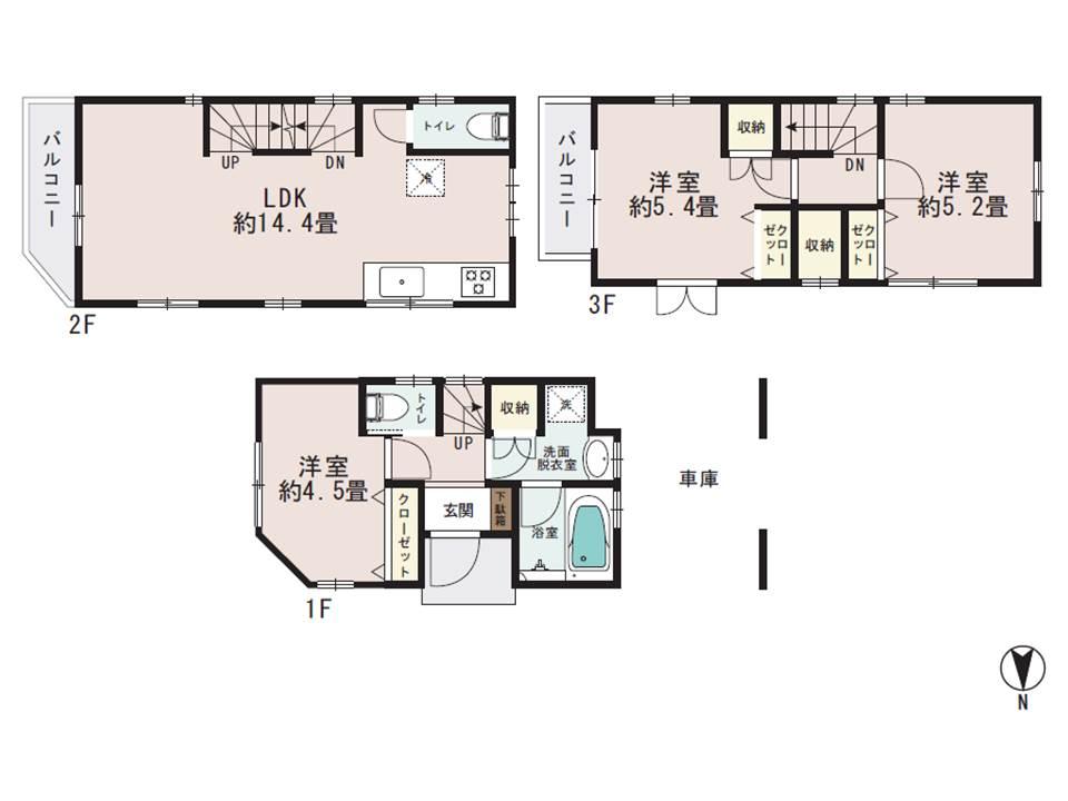 Floor plan. 28.8 million yen, 3LDK, Land area 41.72 sq m , Building area 82.35 sq m